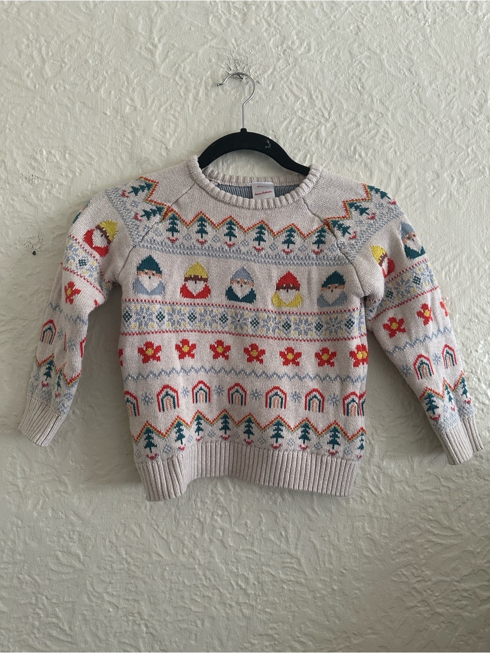 Hanna Andersson Holiday Kids Rainbow Gnome Pattern Crewneck Sweater Long Sleeve